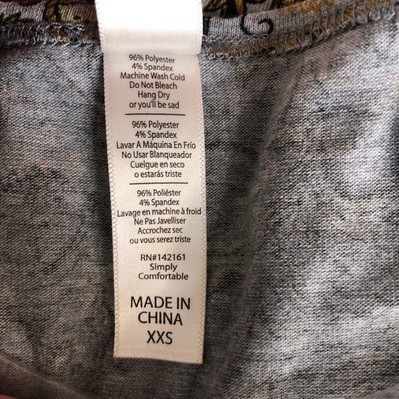 lularoe Perfect T Yellow, Black & Gray Scoop Neck Short Sleeve Top - Size XXS - Picture 4 of 5